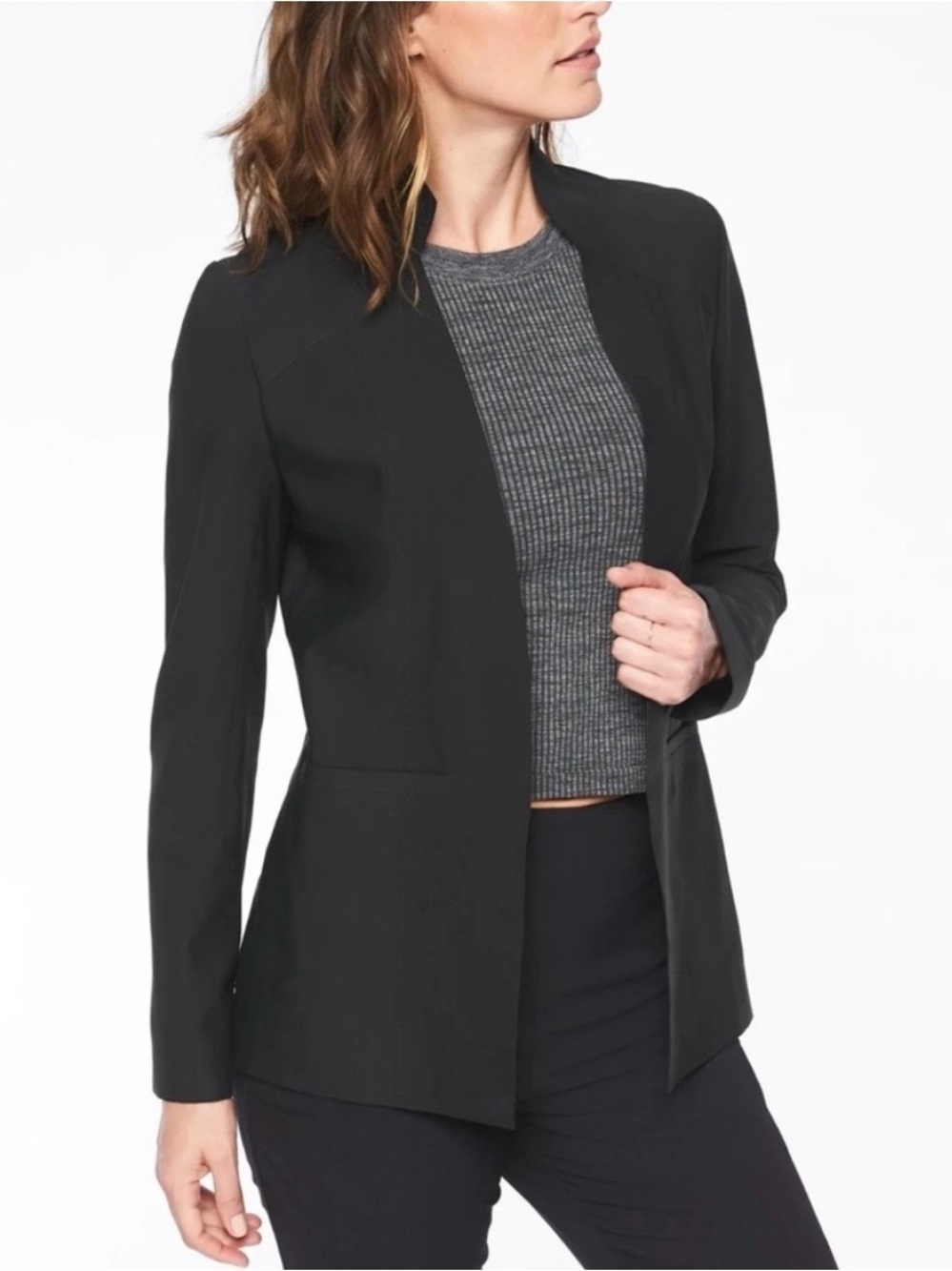 Athleta Black Open-Front Blazer Jacket